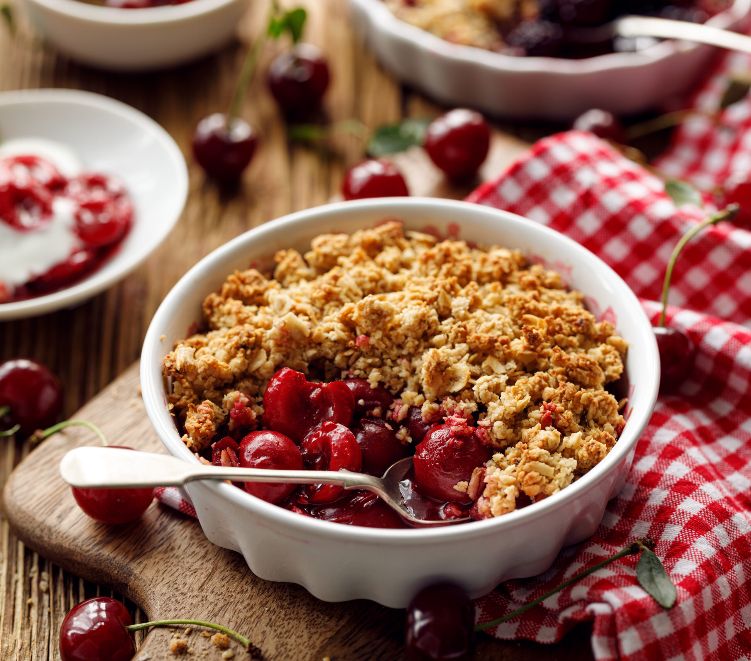 Berry Almond Crisp With Cardamom Custard - The Holistic Highway - Ayurvedic Meals Plans