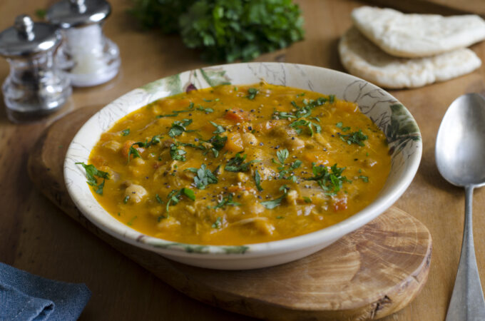 Ayurveda Meals that Heal - Spring Escarole and Chickpea Soup with Cilantro Garlic Bread - Ayurvedic Meals Plans