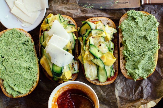 Grilled Squash Sandwich With Minty Mayonnaise