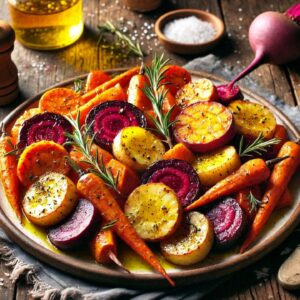 Roasted Root Vegetables with Ghee and Spices: Ayurvedic Thanksgiving Meals - Appetizers, Desserts & More - The Holistic Highway - Ayurvedic Meals